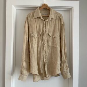Vintage Italian Open Weave Linen Button Up Shirt